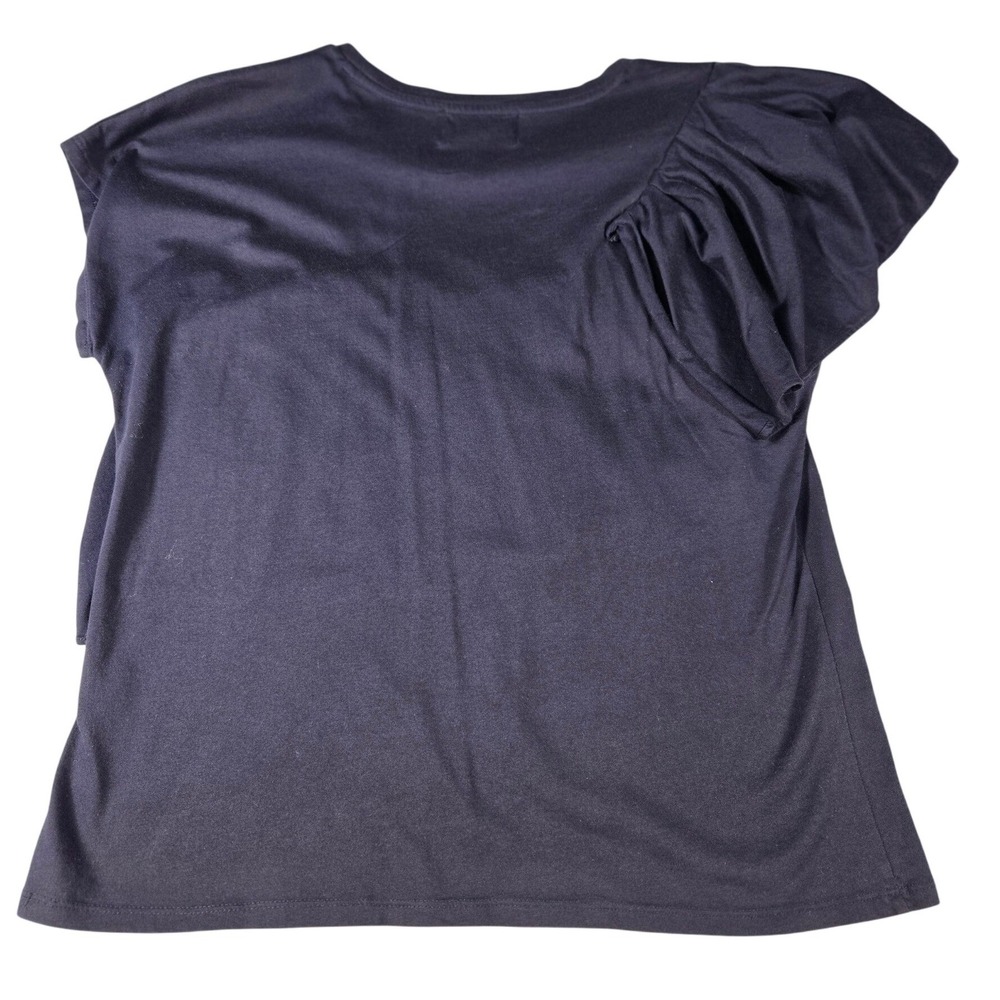 Banana Republic Limited Edition Couture Tee Navy Blue Ruffle Pima Cotton M - Picture 3 of 9